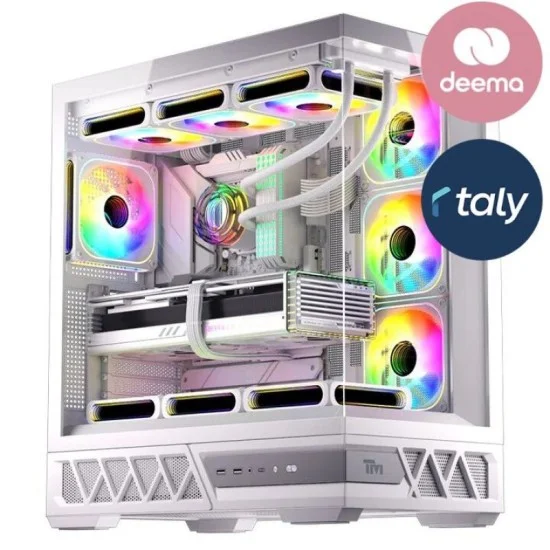 Twisted Minds Dominator Series ATX Mid Tower Gaming Case - White (7 ARGB Fans Included)